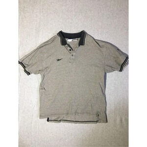 Mens Reebok Polo Size Large Grey Black Design Casual Minimalist Formal Basic